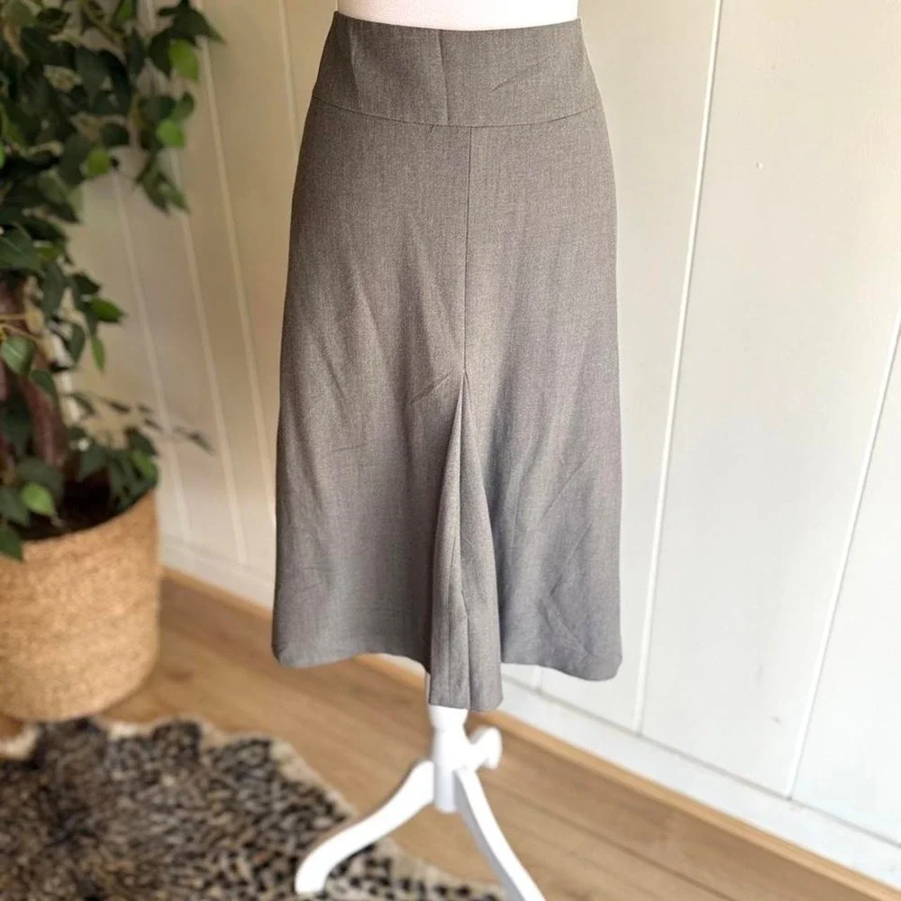 Ann Taylor A Line Gray Wool Blend Midi Skirt Women's Size 4